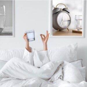 Drinking a glass of water in the morning